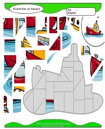 Puzzle Kes Yapıştır Çalışma Sayfaları